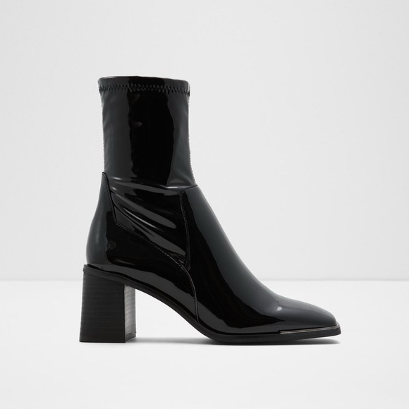 Aldo Shoes - Aldo Black Faux Patent Leather Booties Boots